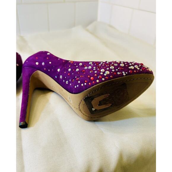 Vince Camuto’s Purple Rhinestone Studded Heels Suede - Picture 9 of 9